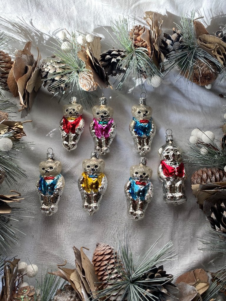 Vintage kerstballen beertjes glas (22), Gebruikt, Onbekend, Ophalen of Verzenden, Onbekend