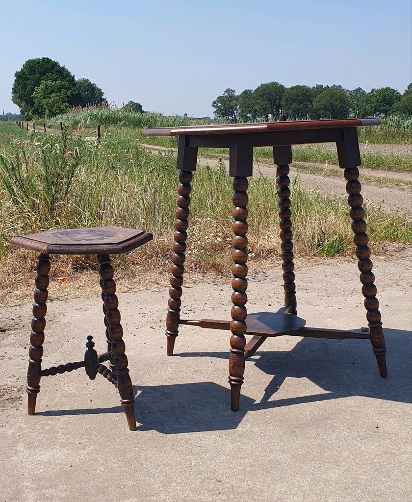 2 x antieke bijzettafel knobbel bobbin, Antiek en Kunst, Ophalen