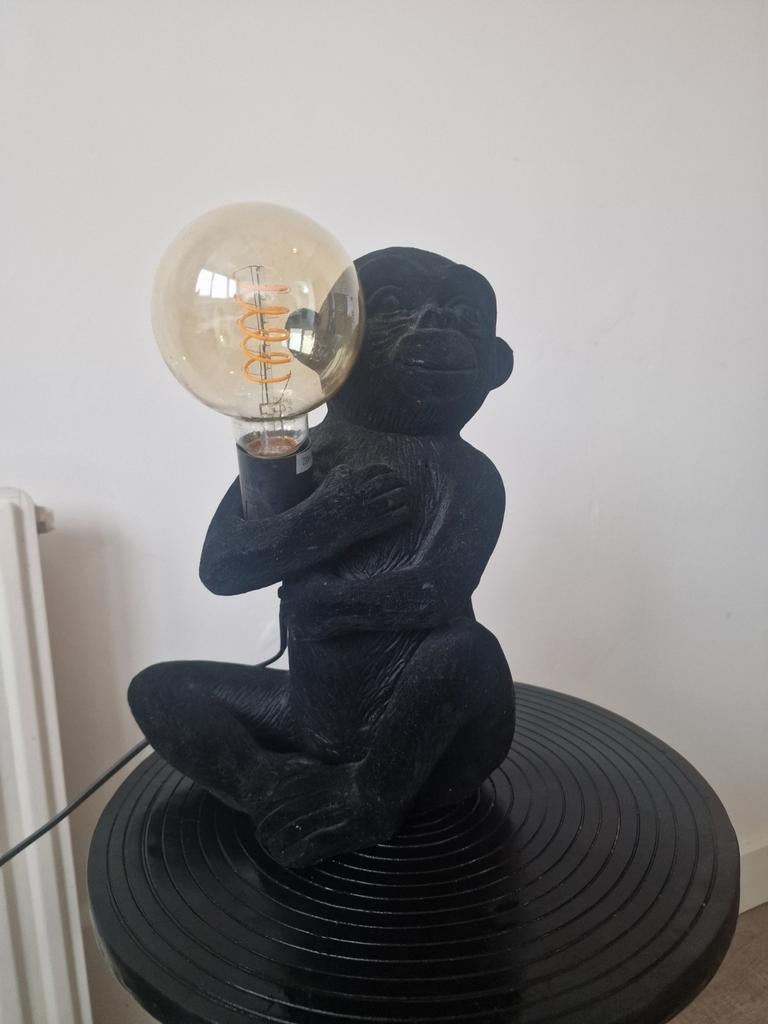 Unieke Apenlamp - Zwart met Edison gloeilamp, Ophalen of Verzenden