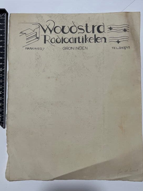 Origineel Art Deco ontwerp Woudstra Radio Jos Kroone, Antiek en Kunst, Ophalen of Verzenden, Tekening, Pentekening, Origineel
