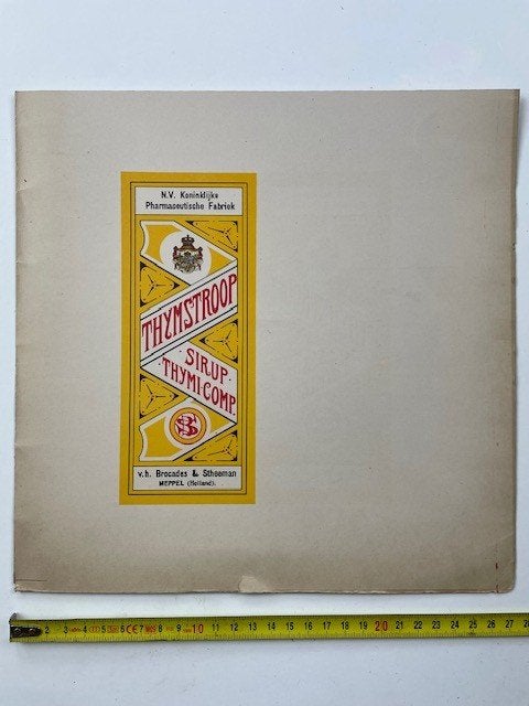 etiket Thymstroop Meppel jaren 1920, Verzamelen, Antiek, Antiek, Antiek, Verpakking