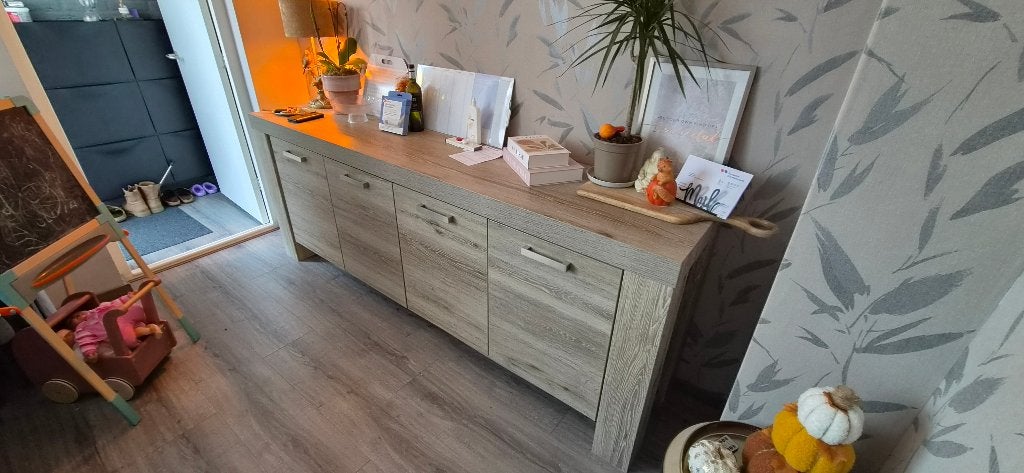 Dressoir Grijs Eiken, Ophalen, Overige materialen, Zo goed als nieuw, 200 cm of meer