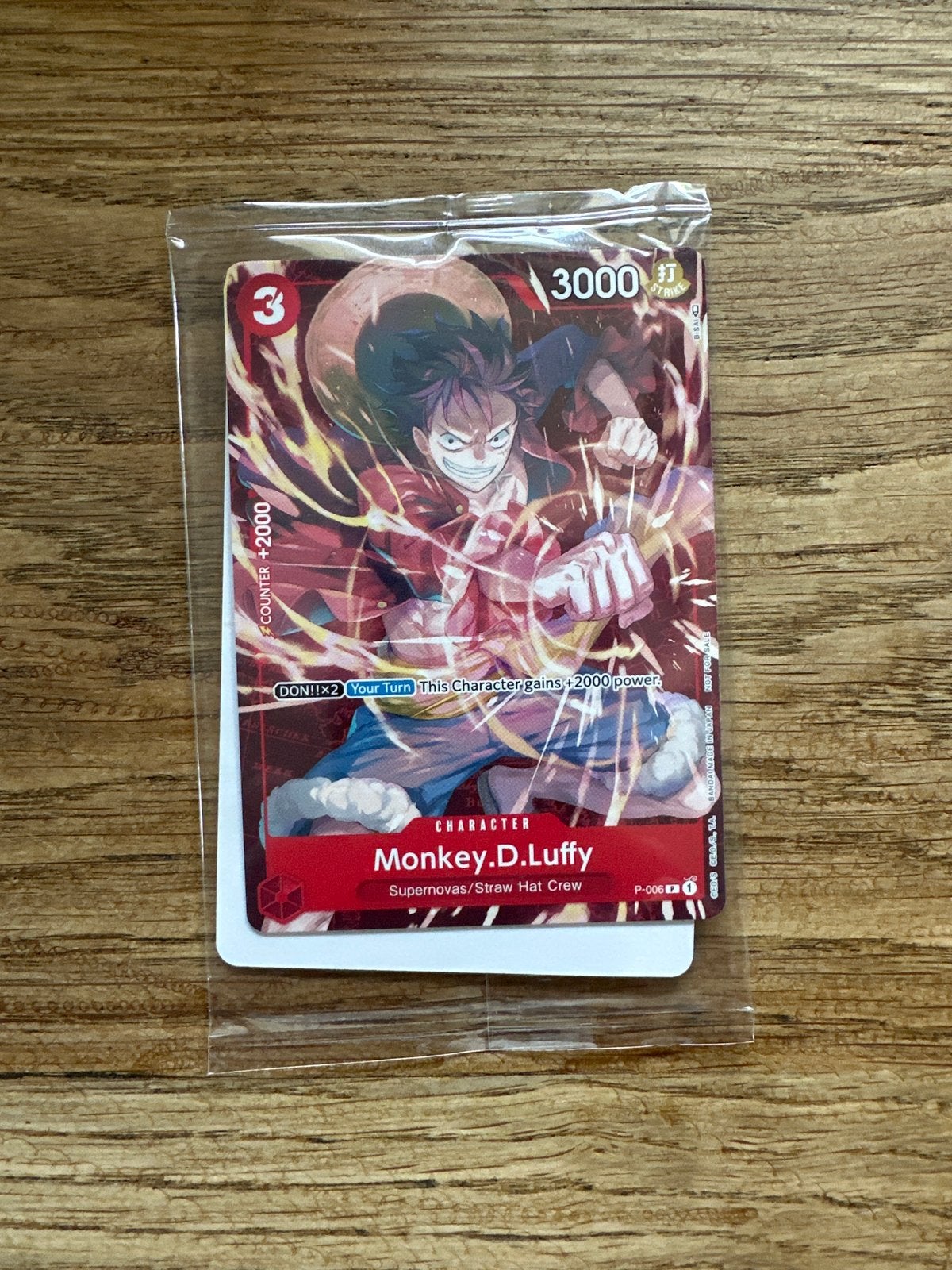 One Piece Card Game Monkey D. Luffy Promo P-006, Ophalen of Verzenden, Nieuw, Losse kaart