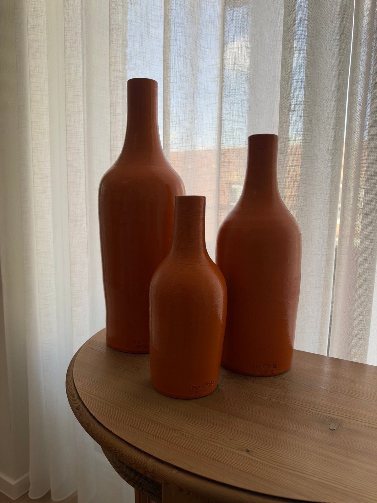 Set van 3 handgemaakte terracotta vazen – 30 tot 51 cm, Ophalen, Zo goed als nieuw, Handgemaakt, Oranje