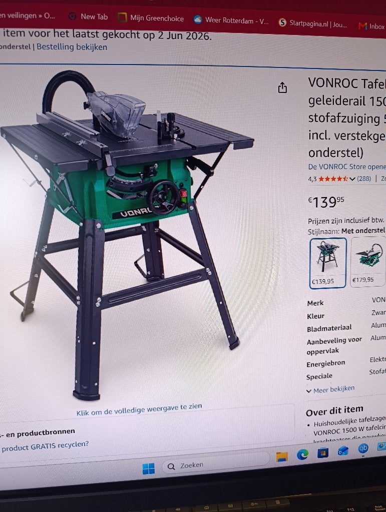 Zaagtafel Vonroc, Cirkelzaag, Zo goed als nieuw, 30 tot 70 mm, 1200 watt of meer