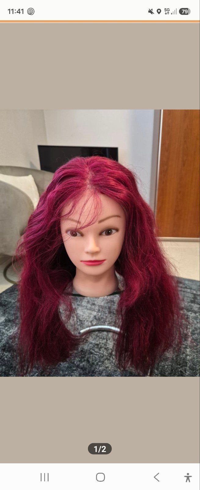 Lace wig echt haar haarwerk pruik, Verzenden, Zo goed als nieuw, Pruik of Haarverlenging