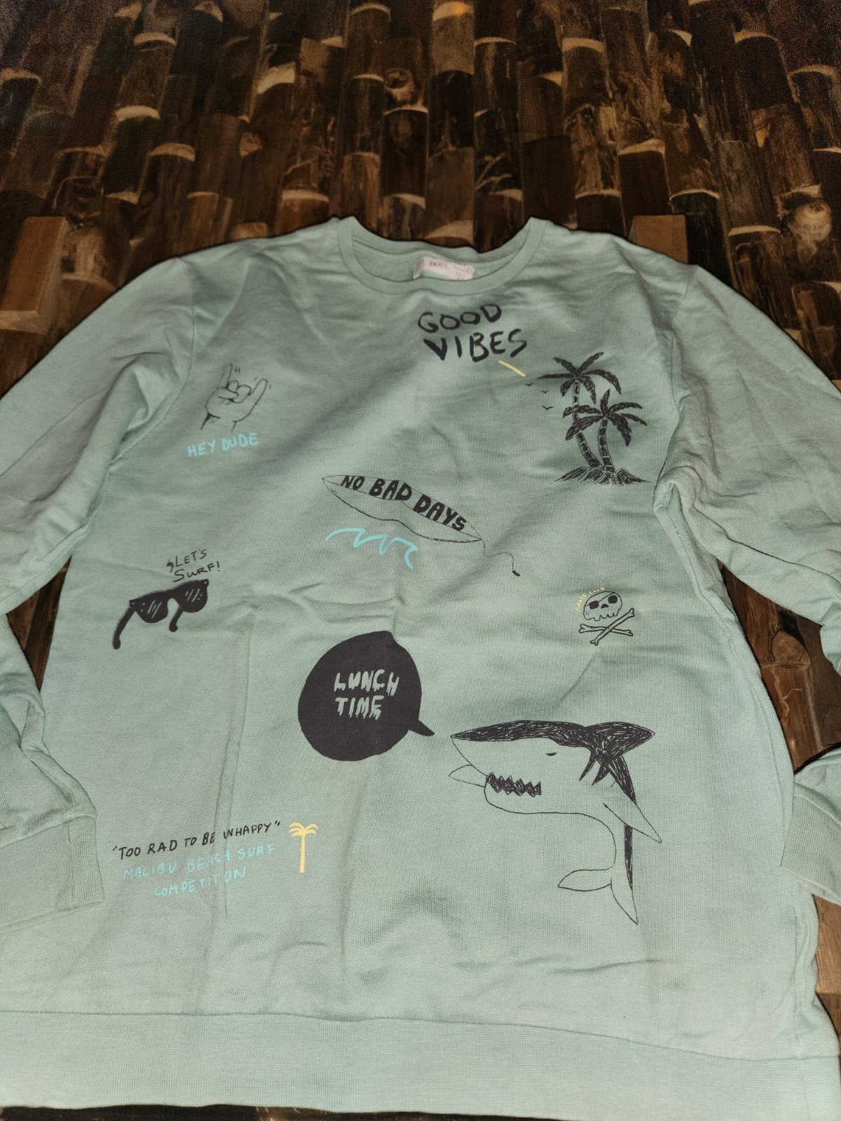 Stoere jongens trui maat 152 met 'Good Vibes' print