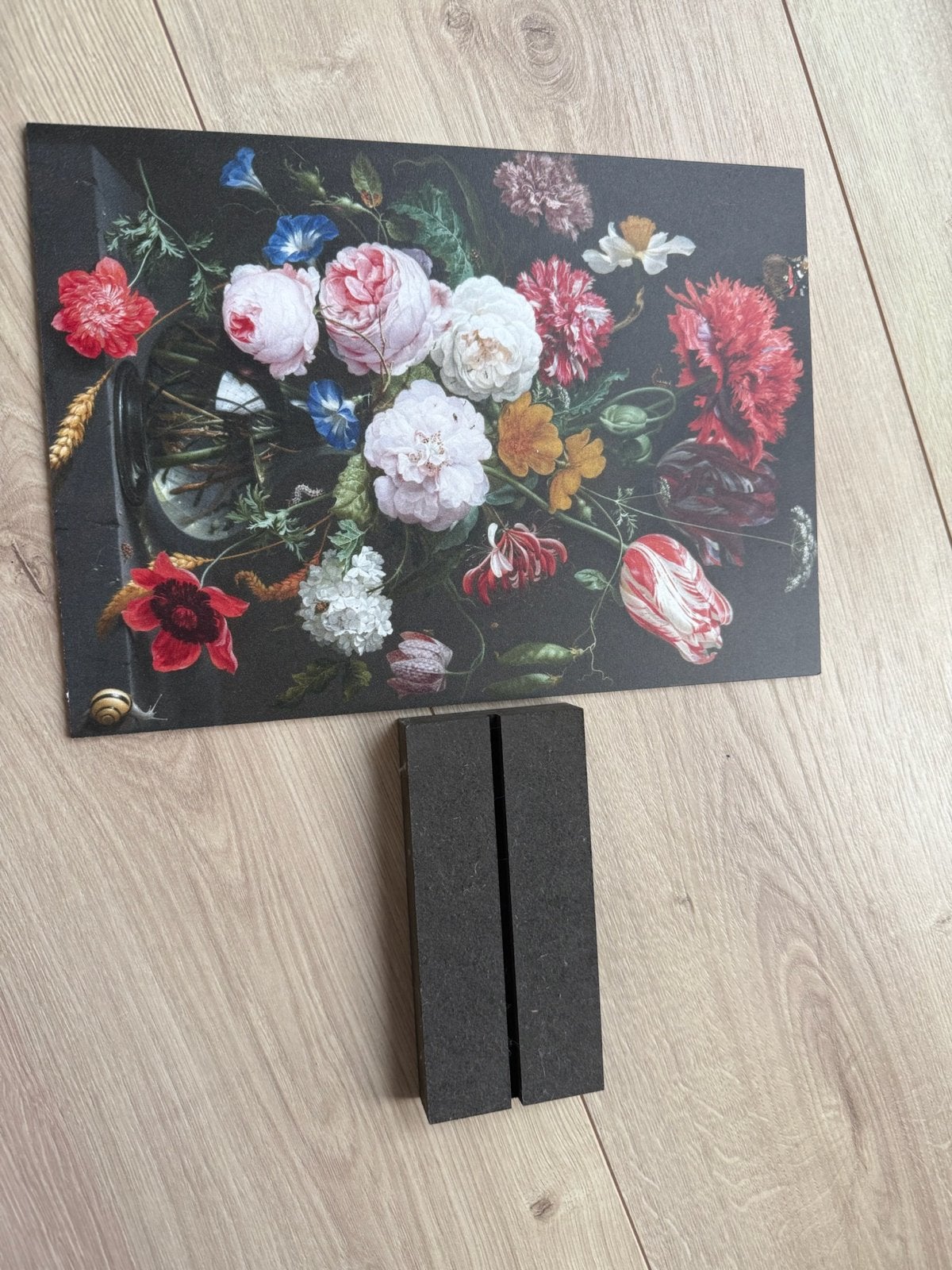 Bloemenstilleven kaart met standaard, Meerkleurig, Kunststof, Ophalen of Verzenden, Klassiek