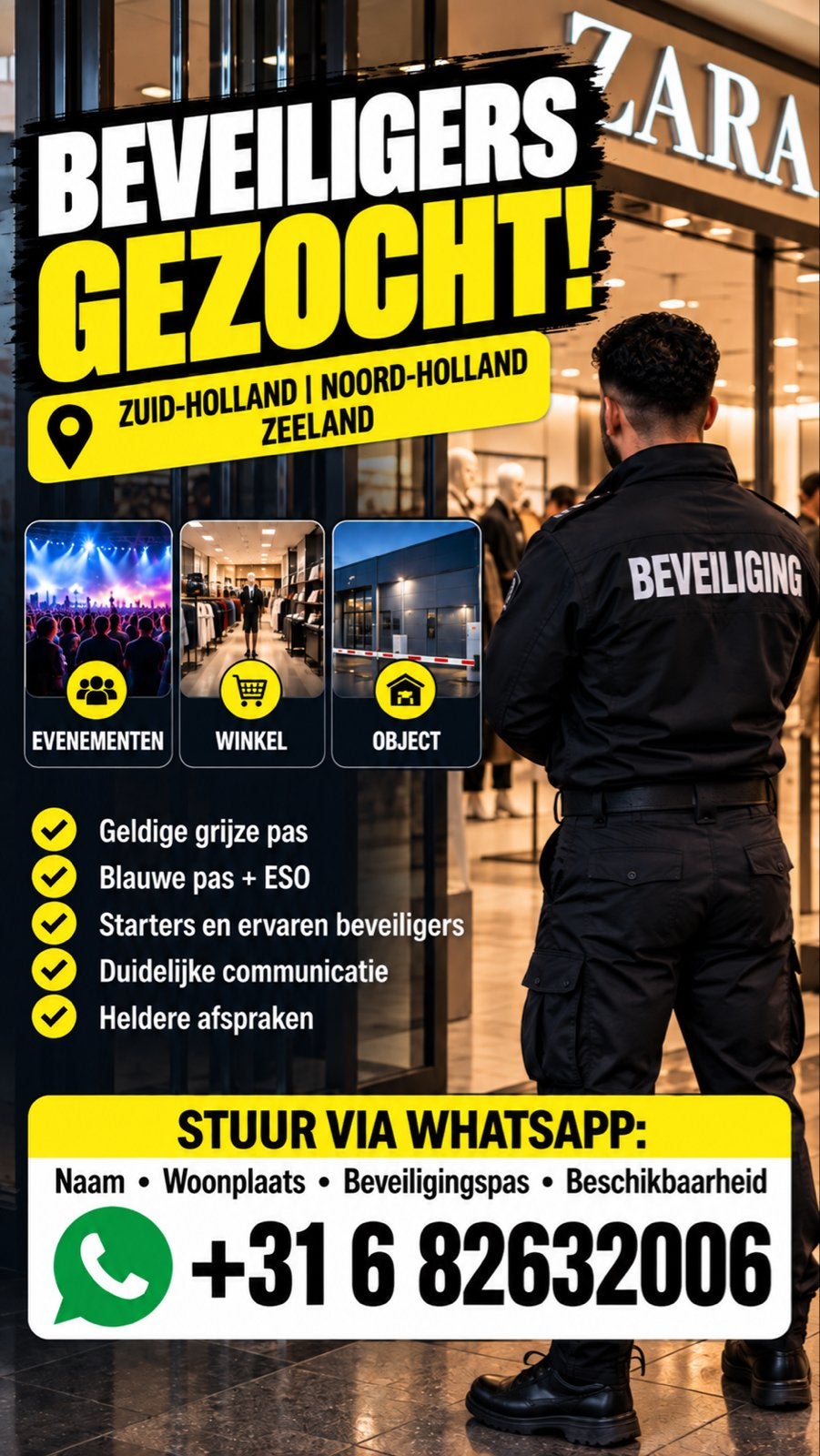 Beveiligers gezocht: Noord-, Zuid-Holland, Zeeland, Vacatures