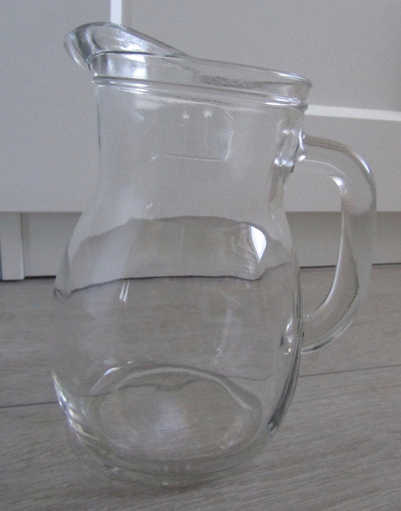 Glazen sap/ water kan 1 liter, Kan, Ophalen of Verzenden, Overige stijlen, Glas