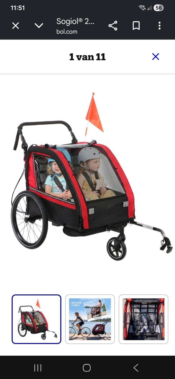 2-in-1 Fietskar & Kinderwagen voor Kinderen, Fietsen en Brommers, Ophalen, Gebruikt, Opvouwbaar, Kinderkar