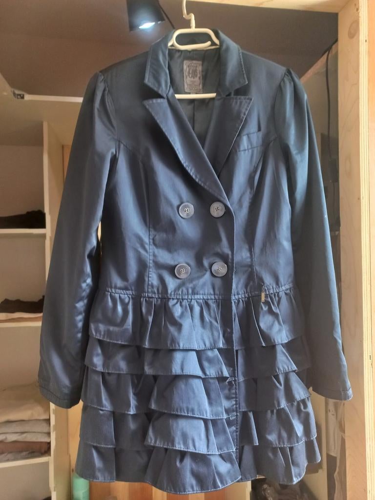 Winck Jeans double-breasted jas met ruches, maat 38, Blauw, Winck Jeans, Zo goed als nieuw, Ophalen