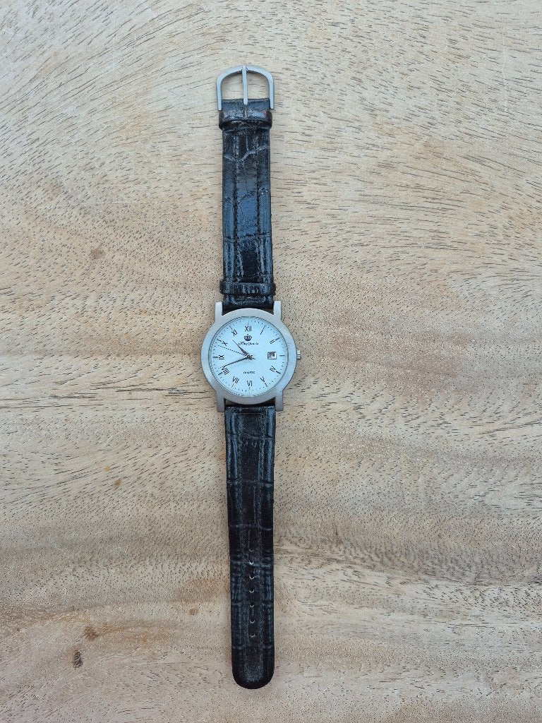 King Quartz Polshorloge met Leren Bandje, Ophalen of Verzenden, Zo goed als nieuw