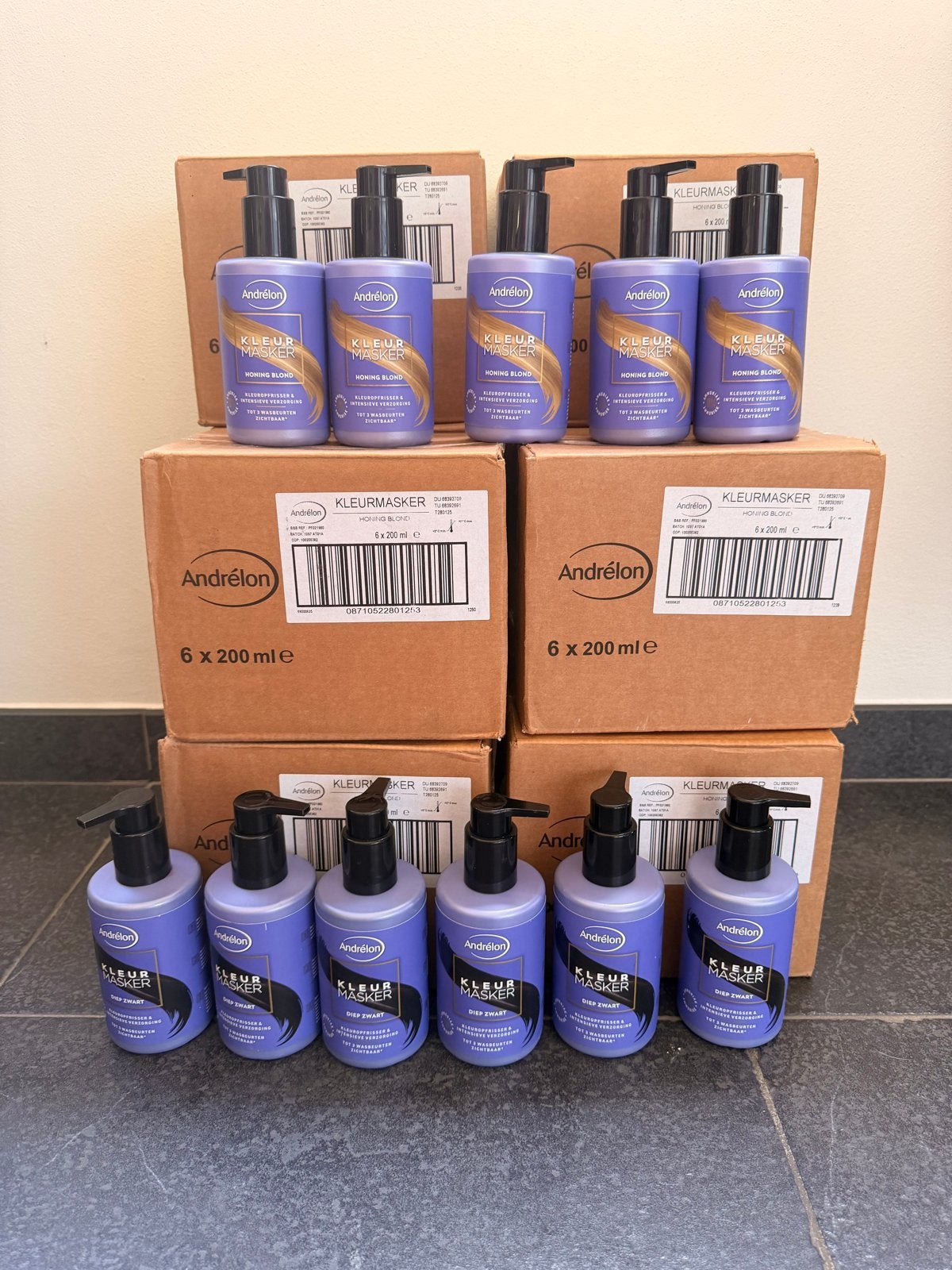 Andrélon Kleurmasker Honing Blond & Diep Zwart (71x200ml), Ophalen of Verzenden, Nieuw, Haarverzorger of -hersteller