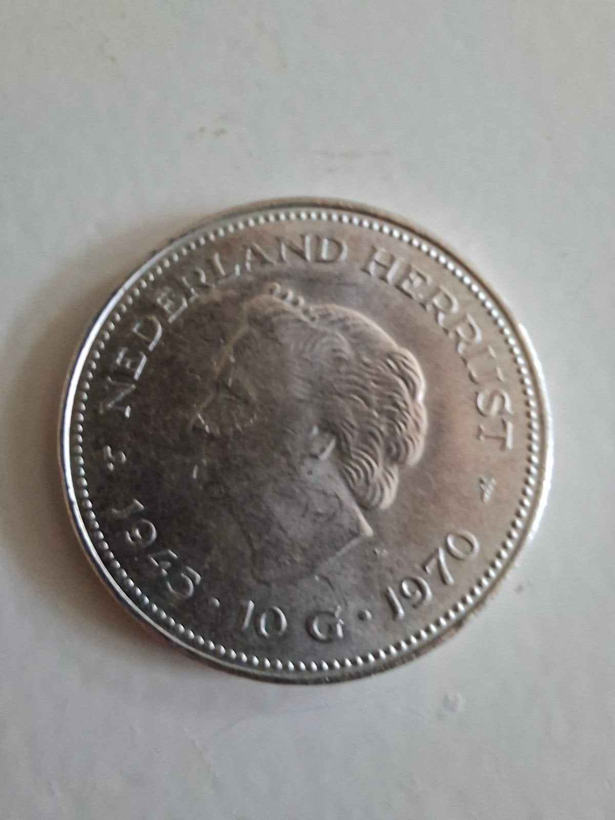 Zilveren 10 Gulden Munt Koningin Juliana 1970, Koningin Juliana, Zilver, Ophalen of Verzenden, Losse munt