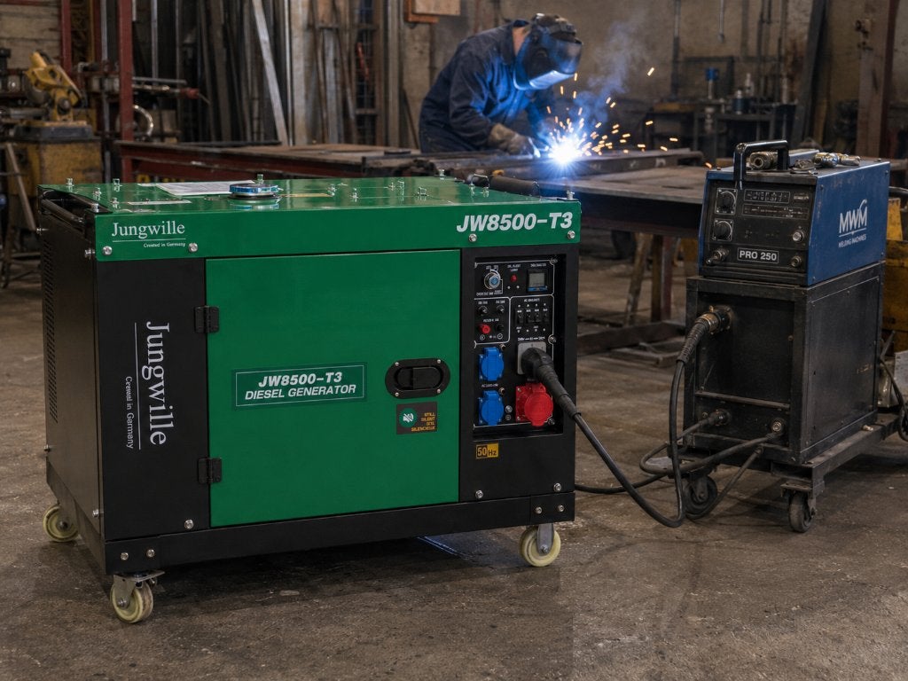 Jungwille JW8500-T3 Dieselgenerator 8,5kVA -80%, Ophalen, Dieselolie, Nieuw, Geluidgedempt