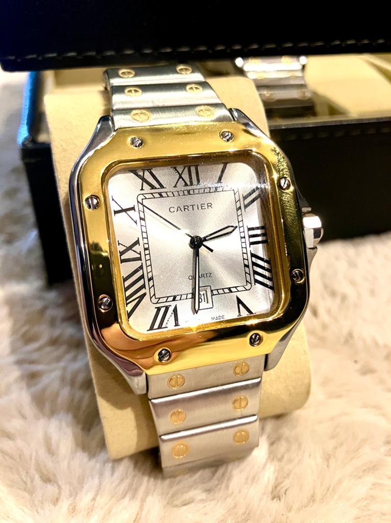 Cartier Santos, Sieraden, Tassen en Uiterlijk, Horloges | Heren, Overige merken, Staal, Staal, Polshorloge
