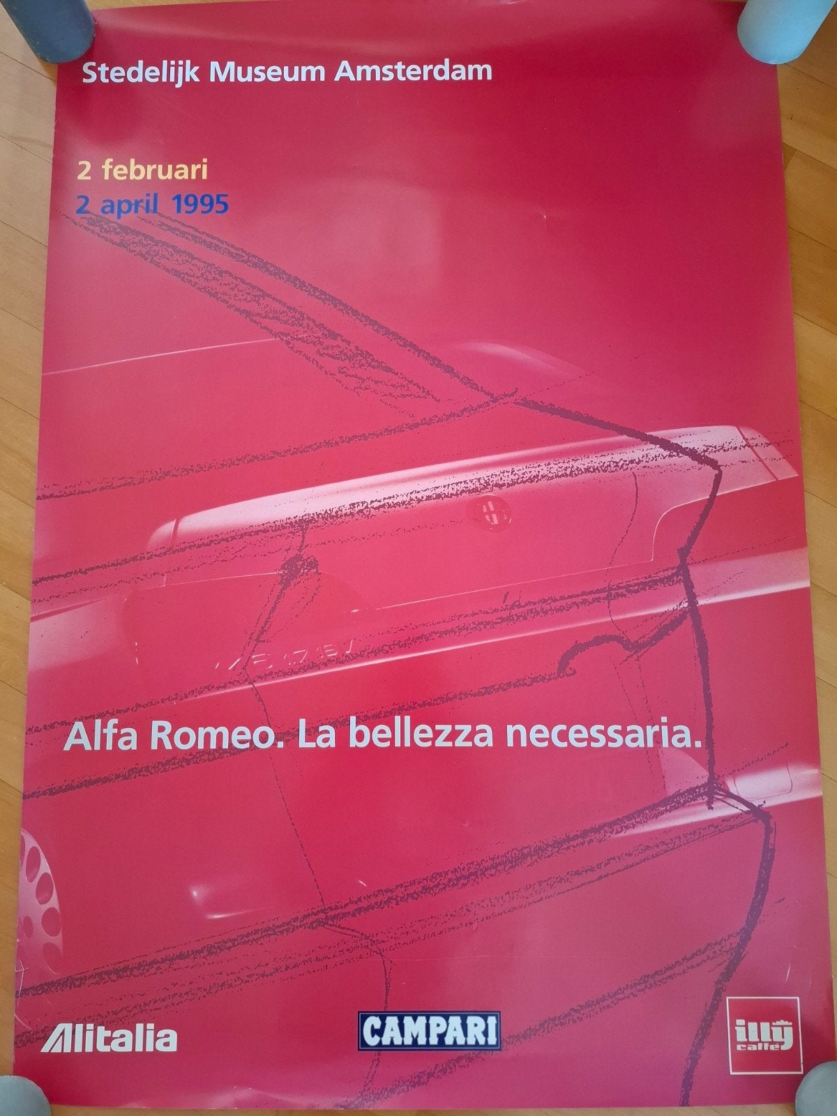 Vintage Alfa Romeo Poster - Stedelijk Museum Amsterdam, Rechthoekig Staand, Ophalen of Verzenden, Zo goed als nieuw, A1 t/m A3