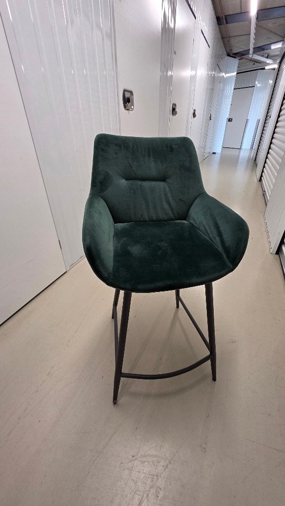 Luxe Fluwelen Barstoelen/Barkrukken - Donkergroen/ Velvet, Ophalen, Kunststof, Met voetsteun, 60 tot 90 cm