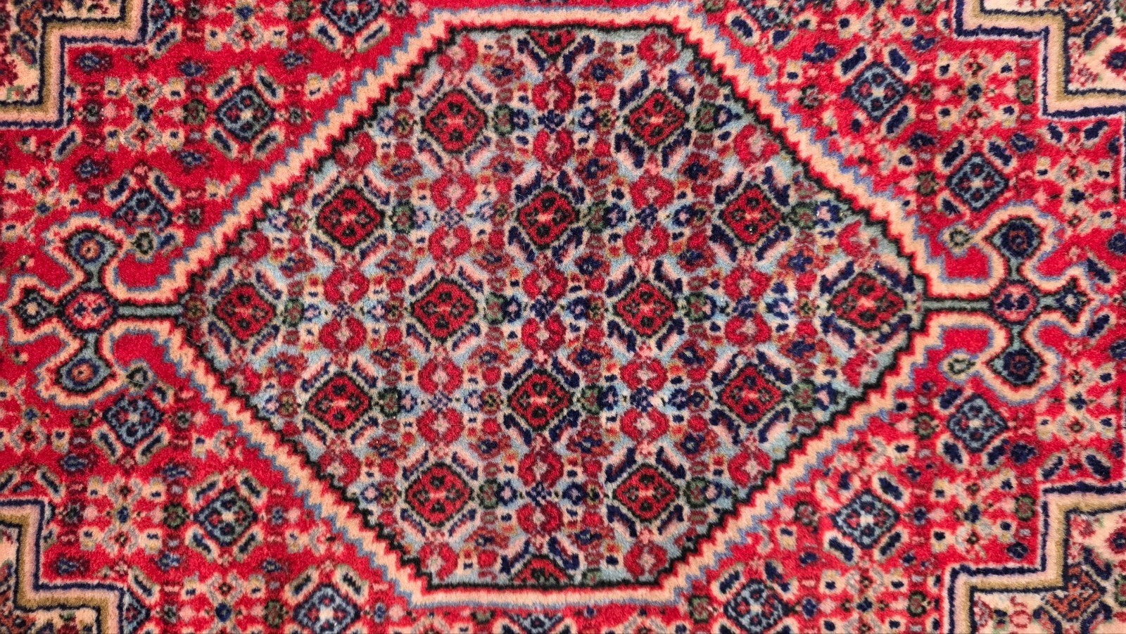Handgeknoopt Perzisch wol Senneh tapijt medallion 125x160cm, 100 tot 150 cm, Crème, Www.hypepopup.nl, Ophalen of Verzenden