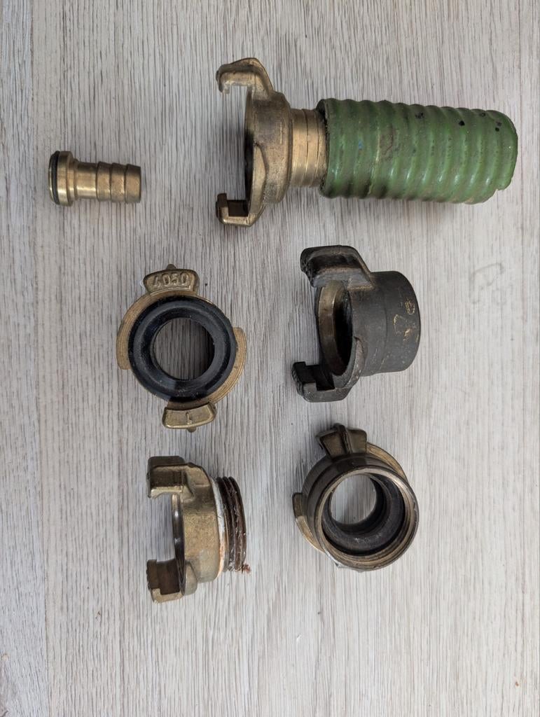Geka messing snelkoppelingen - 6 onderdelen samen 7.50, Tuin en Terras, Tuinslangen, Ophalen of Verzenden, Gebruikt, Tuinslangkoppeling
