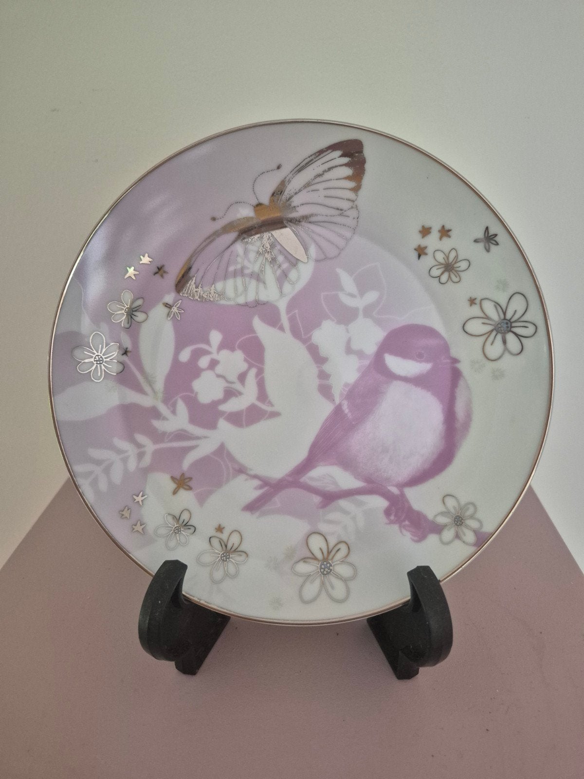 Decoratief bordje met vogel- en vlindermotief, Ophalen of Verzenden