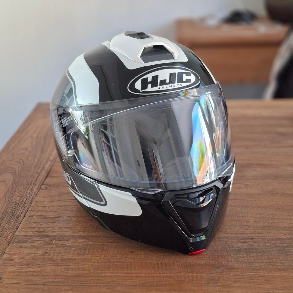 HJC i90 Systeemhelm - Zwart/Wit - Zo goed als nieuw, Motoren, Kleding | Motorhelmen, Systeemhelm, Heren, HJC, Ophalen of Verzenden