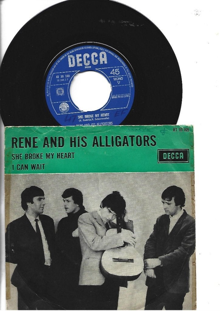 RENE AND HIS ALLIGATORS SINGLE 7" SHE BROKE MY HEART 1965, 7 inch, Ophalen of Verzenden, Zo goed als nieuw, Pop