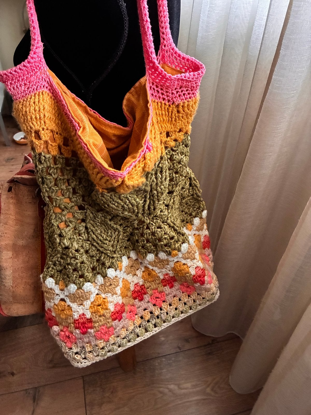 Gehaakte shopper in vrolijke kleuren, Ophalen of Verzenden, Nieuw, Overige kleuren, Shopper