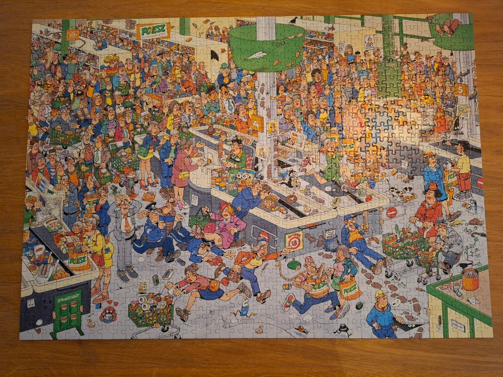 Jan van Haasteren Puzzel 1000 stukjes - De Supermarkt, Hobby en Vrije tijd, Ophalen of Verzenden, 500 t/m 1500 stukjes, Zo goed als nieuw