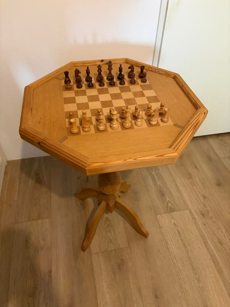 Unieke handgemaakte schaaktafel, Ophalen, Gebruikt, Schaken