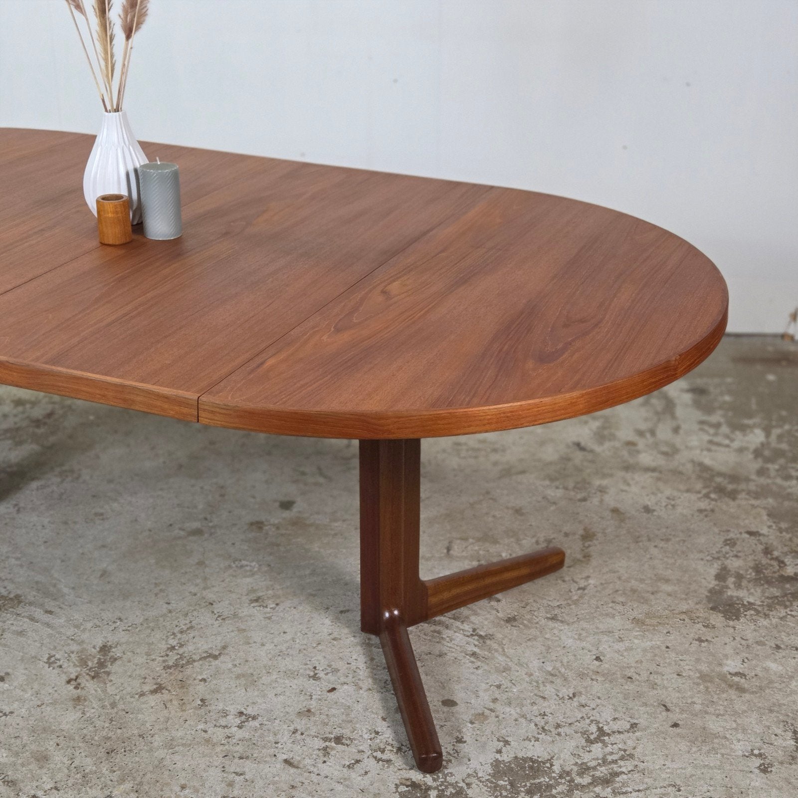 Vintage jaren 60 Deense ovale eettafel teak 220cm bij 120cm, Ophalen, Gebruikt, 100 tot 150 cm, Teakhout