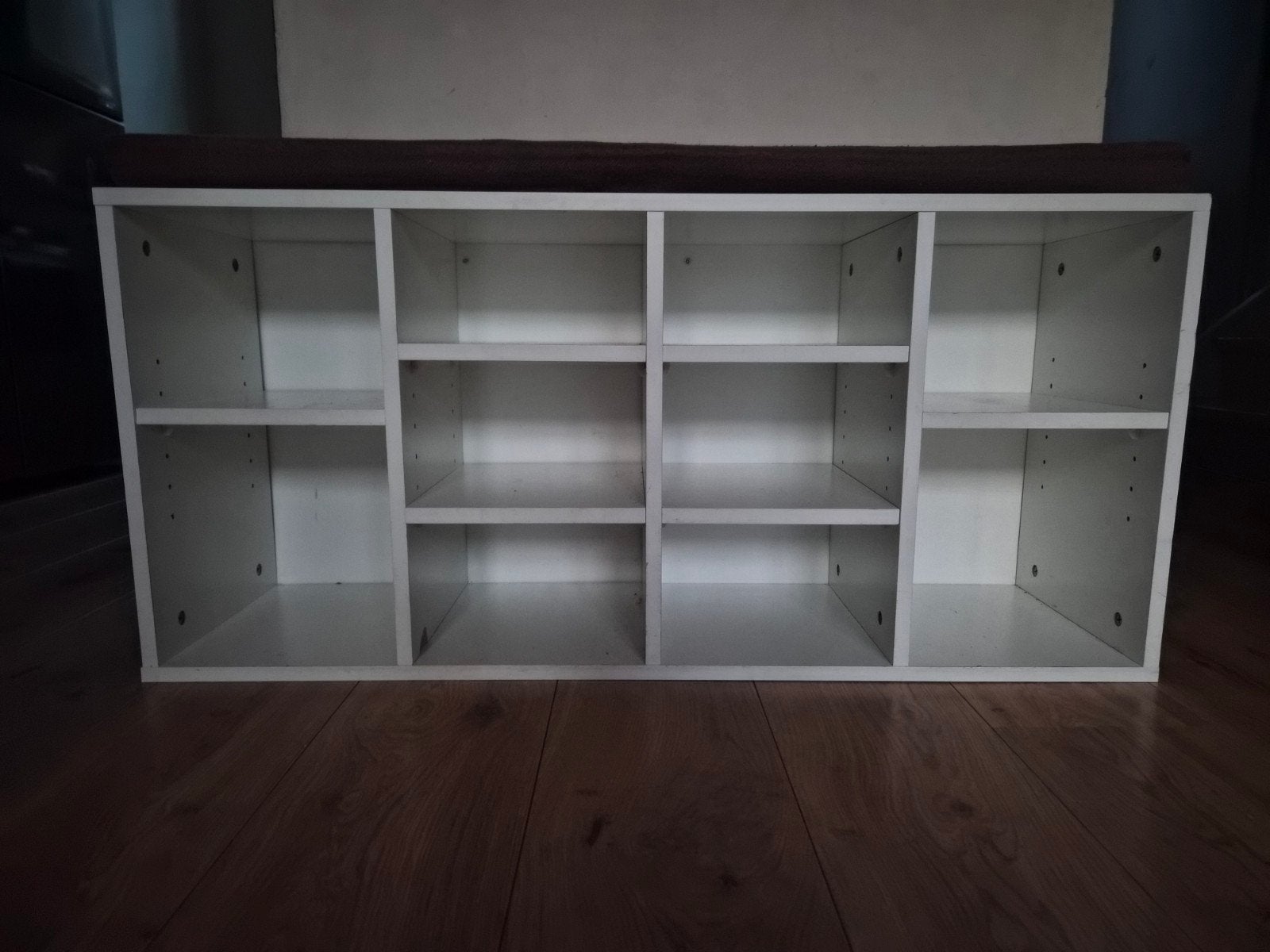 Schoenenbankje met kussen - wit, 103x30x49 cm, Ophalen, Gebruikt, Modern