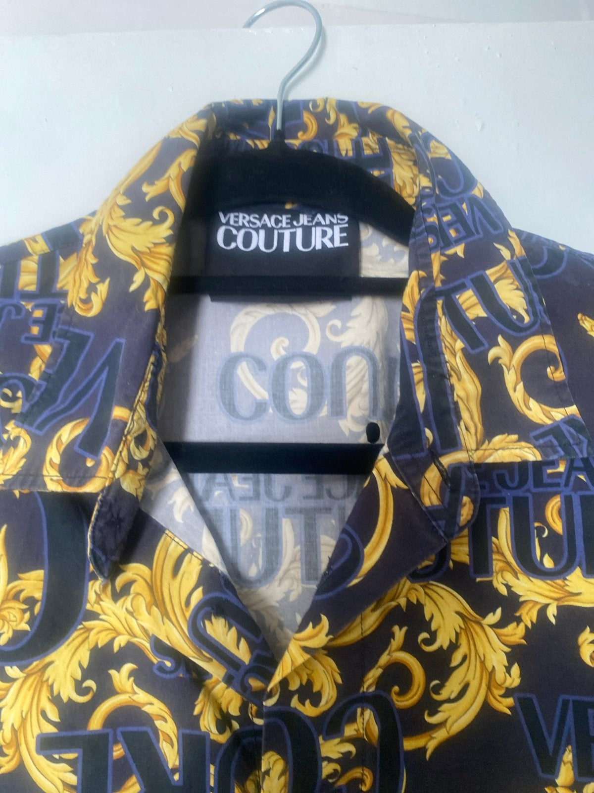 Versace Jeans Couture overhemd met barokprint, Ophalen of Verzenden, Zo goed als nieuw, Zwart, Overige halswijdtes