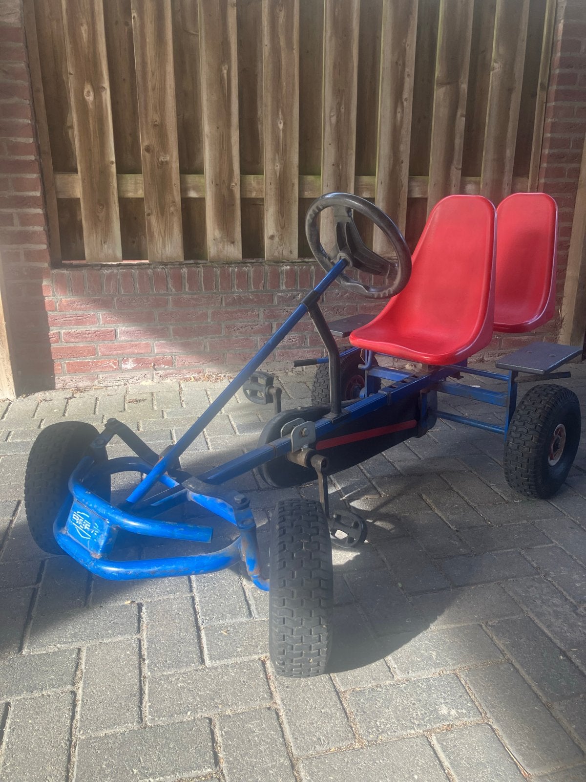 Blauwe Berg skelter met duozit, Kinderen en Baby's, Speelgoed | Buiten | Skelters, Ophalen, Gebruikt, Overige merken, Duozit