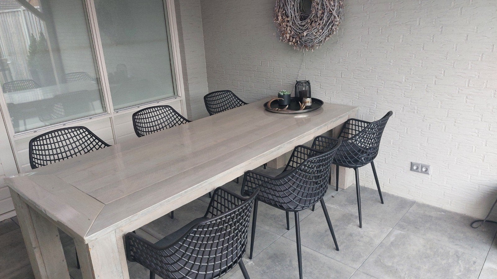 Tuinset 6 persoons oud steigerhout, Ophalen, Gebruikt, 6 zitplaatsen, Steigerhout