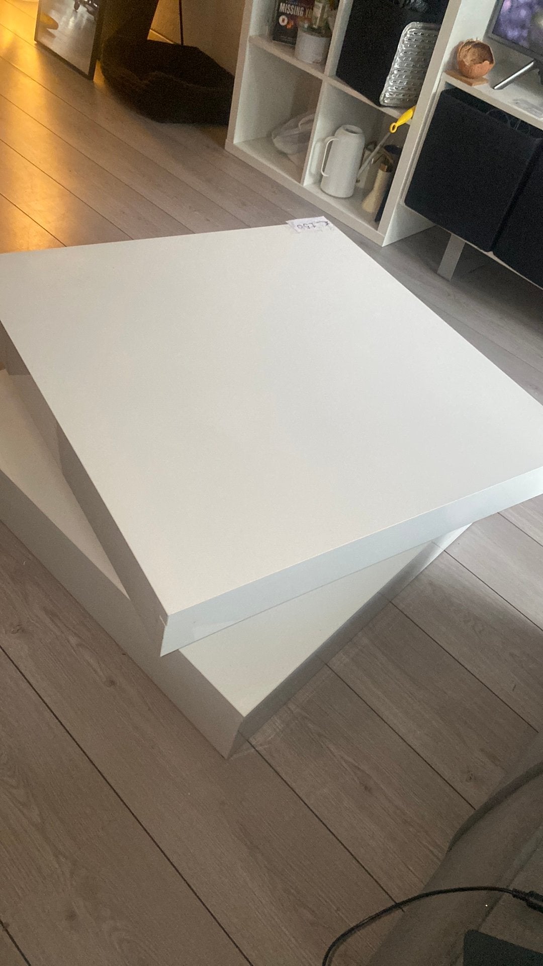 Salon tafel Wit (Roterend), Huis en Inrichting, Ophalen, 100 tot 150 cm, Vierkant, 50 tot 100 cm