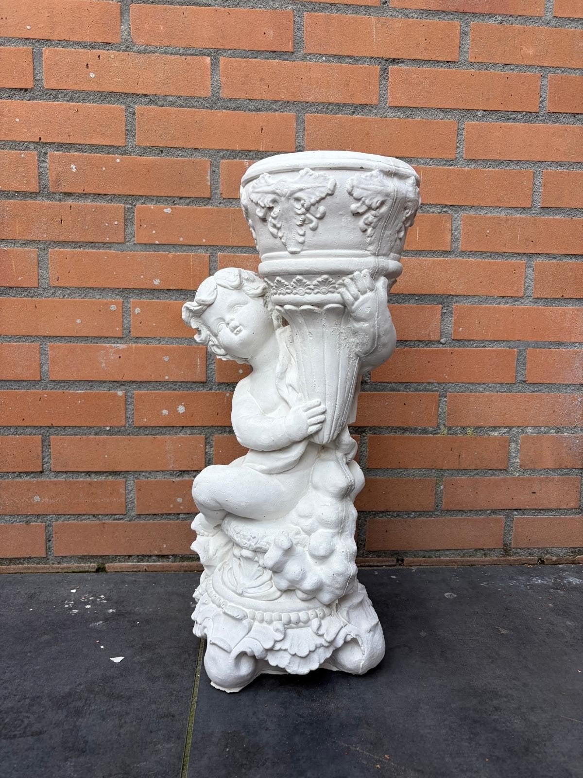 Decoratieve bloempot met cherubijn - Tuin/Balkon, Tuin en Terras, Rond, Zo goed als nieuw, Binnen, Beton
