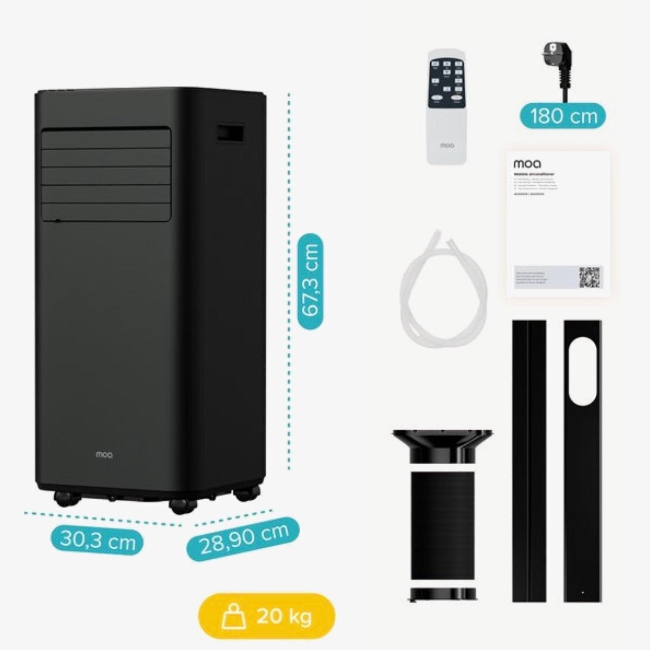 Moo Mobiele Airco - Compact en Krachtig, Ophalen, Minder dan 60 m³, Nieuw, 3 snelheden of meer