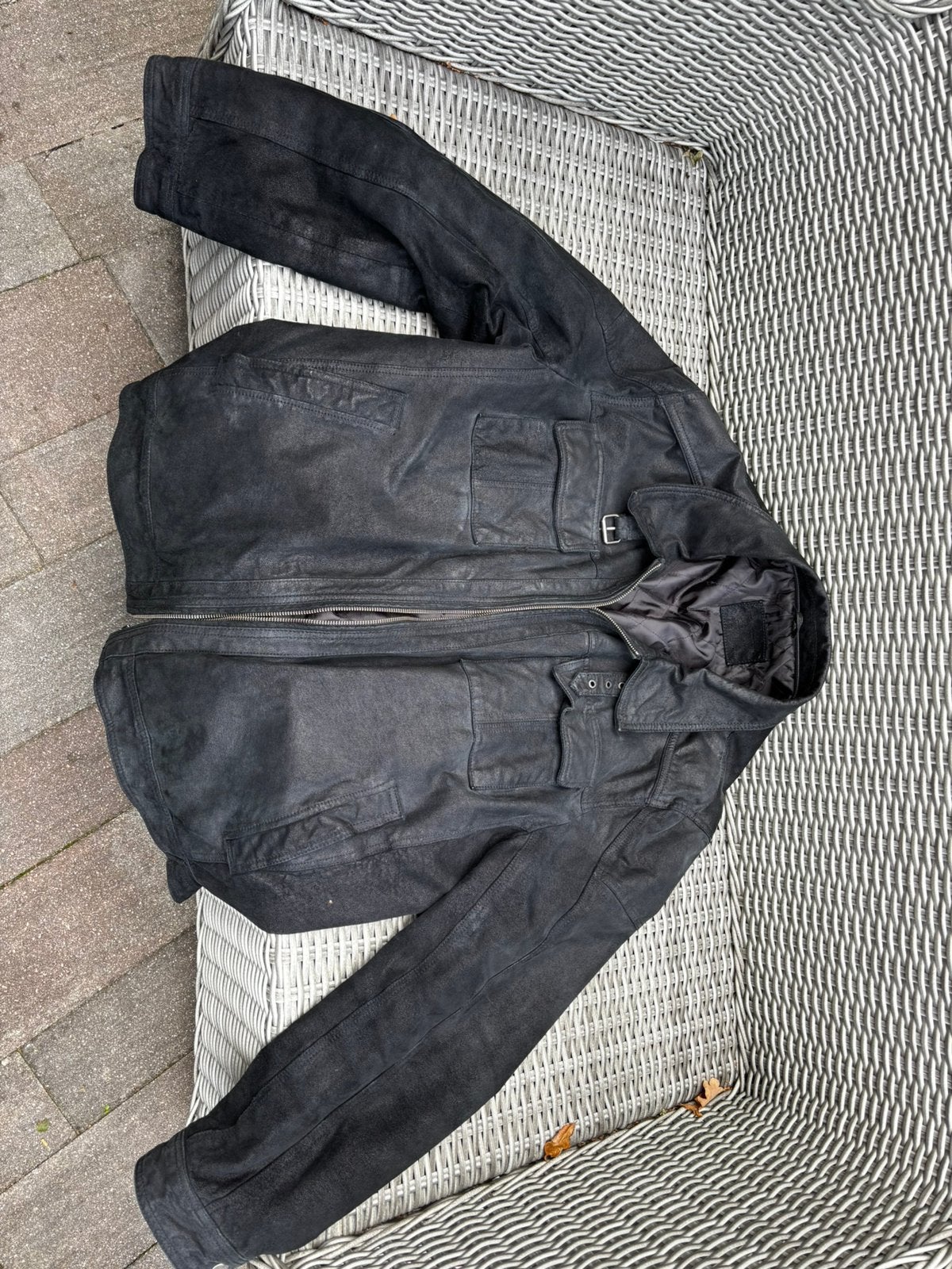 Zwaar lederen jas, Ophalen of Verzenden, Zo goed als nieuw, Maat 56/58 (XL), Zwart