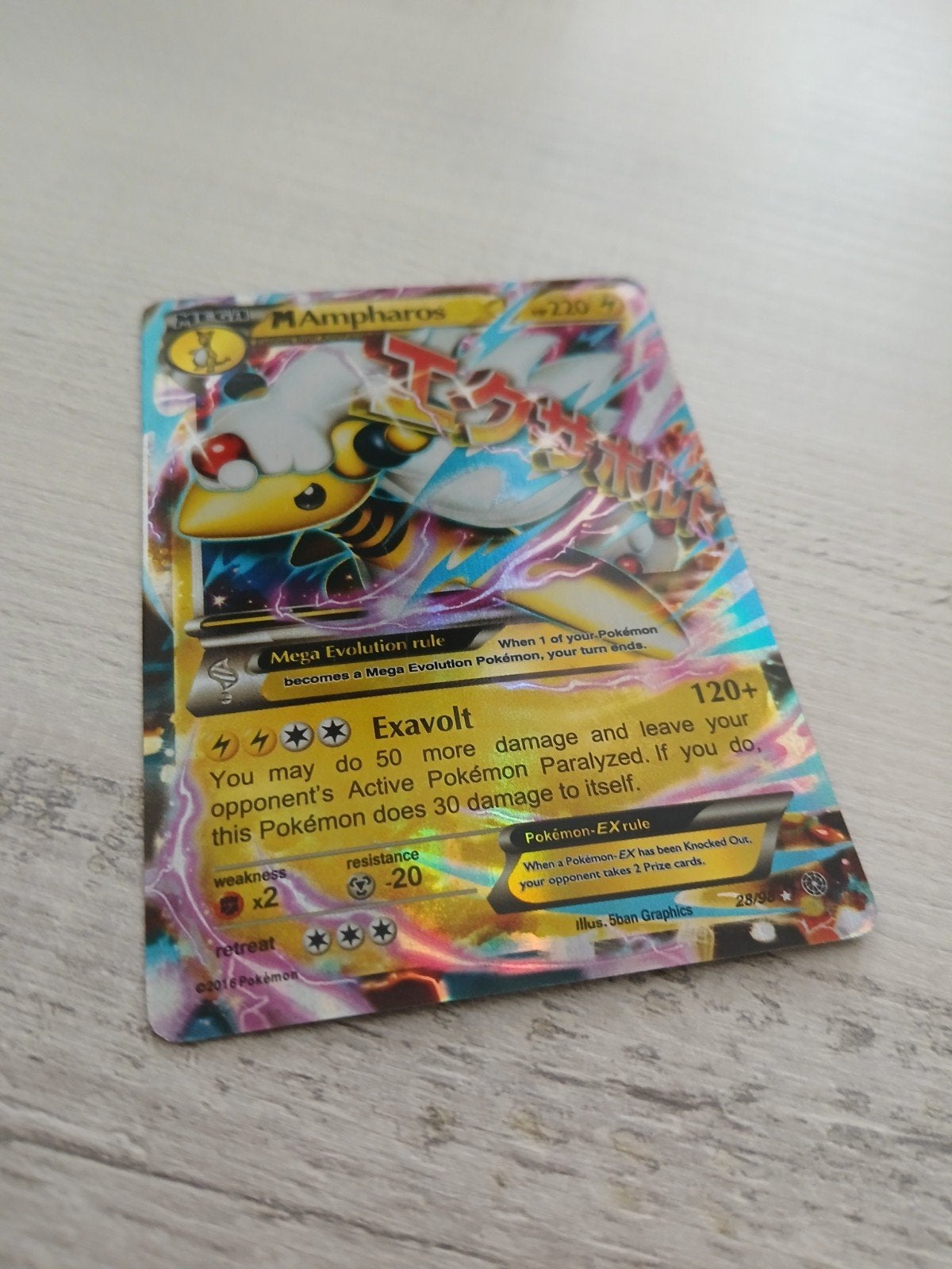 Pokémon Kaart: M Ampharos EX (Foil), Ophalen of Verzenden, Zo goed als nieuw, Losse kaart, Foil