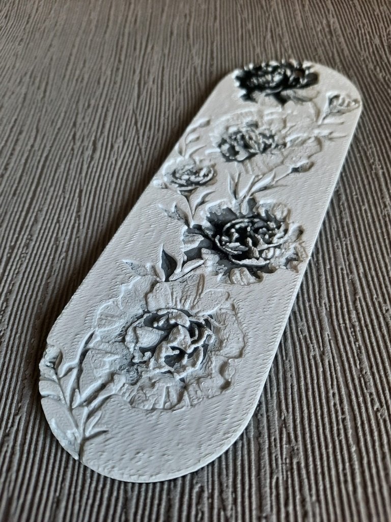 Zwart-Wit Bloemen Boekenlegger - 3D Reliëf - PLA Bioplastic, Ophalen of Verzenden, Nieuw
