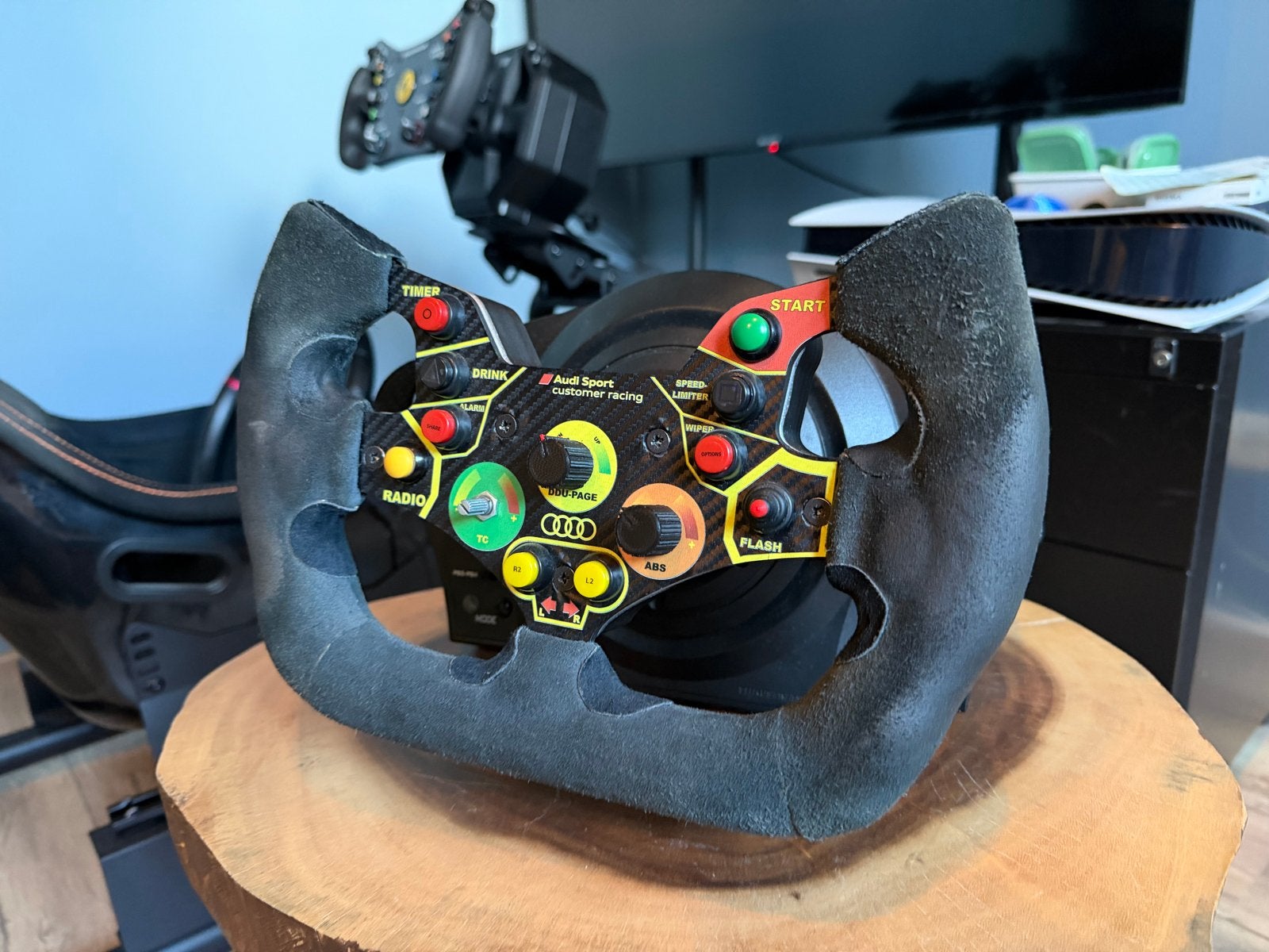 Thrustmaster T300RS met custom Audi R8 GT3 stuur, Racestuur, Gebruikt, Force feedback, Ophalen of Verzenden