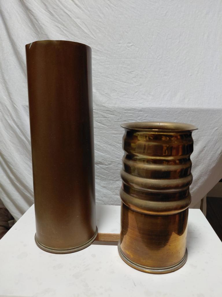 Decoratieve messing hulzen - set van 2, Antiek en Kunst, Antiek | Koper en Brons, Ophalen of Verzenden, Koper