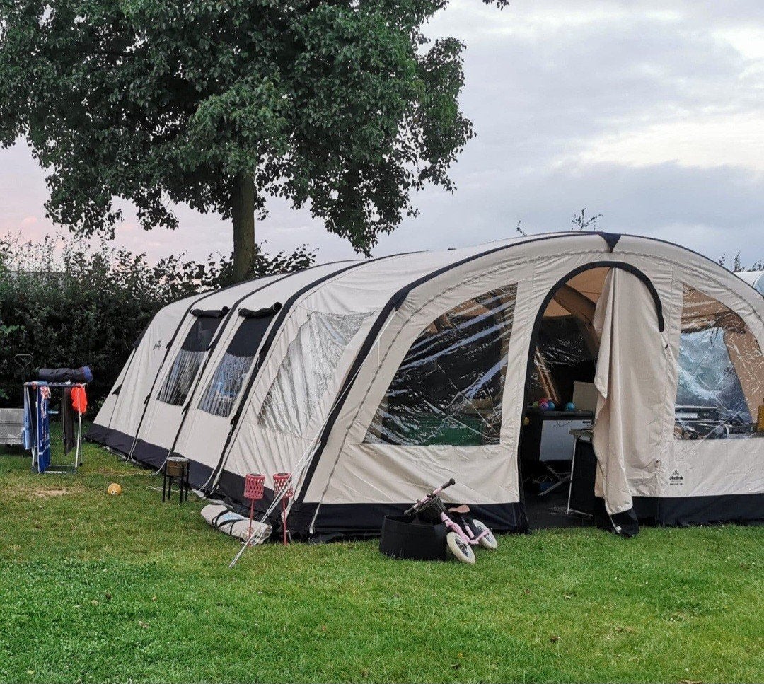 nu in ommen: Obelink Miami 6 Easy Air opblaasbare tunneltent, Caravans en Kamperen, Ophalen, Zo goed als nieuw, Tot en met 6