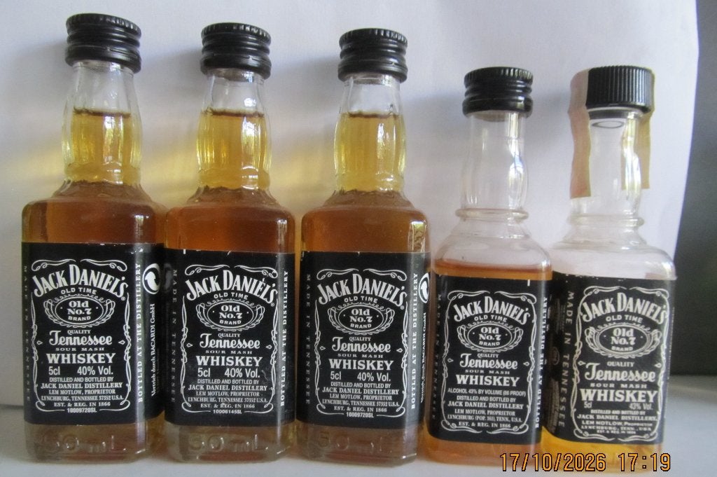 whisky  jack daniels 5x miniatuurflesjes, Ophalen of Verzenden