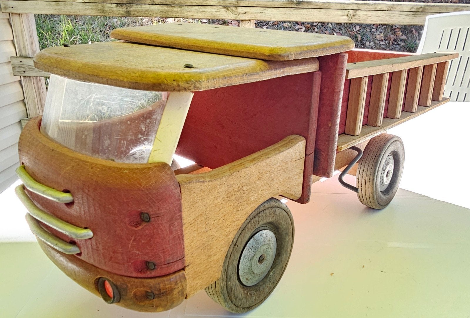 Vintage houten kiepwagen speelgoed Frans Merk Dejou, Ophalen of Verzenden