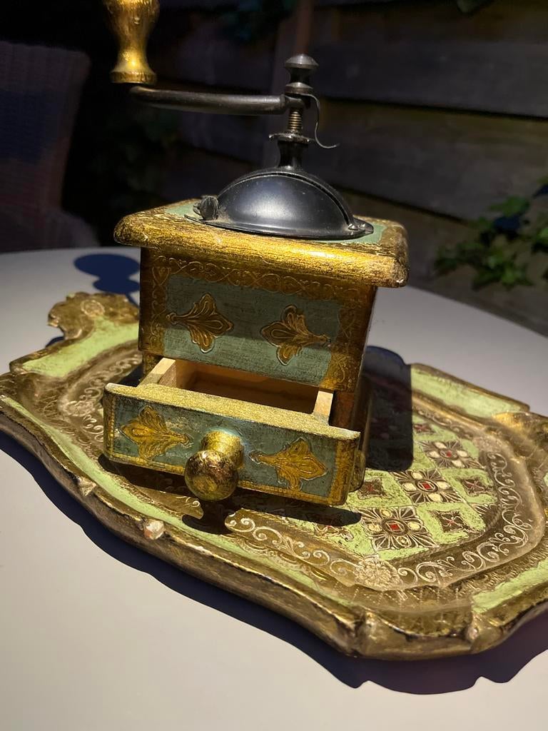 Florence handgemaakt dienblad met koffiemolen, jaren '60, Ophalen of Verzenden