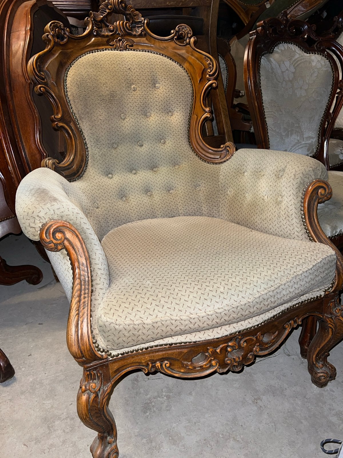 Barok Fauteuil - MAGAZIJNEN LEEGVERKOOP, Ophalen, Gebruikt, Hout, 75 tot 100 cm