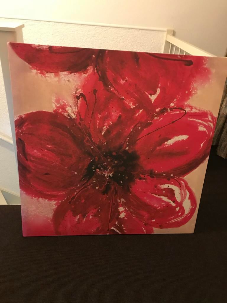 IKEA Pjätteryd Canvas Schilderij Rode Bloemen 90x90 cm, Ophalen